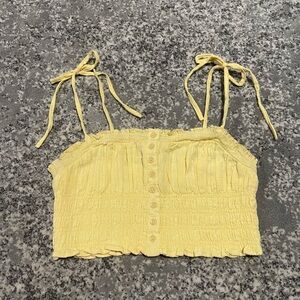 Yellow smocked cropped cami